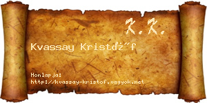 Kvassay Kristóf névjegykártya